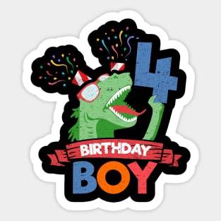 4th Birthday Boy Dinosaur Sticker